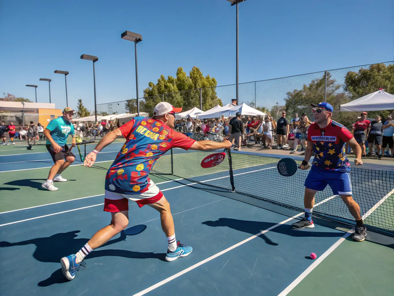A vibrant image of club members participating in a fun table tennis activity, such as a doubles tournament or a themed event, highlighting the social aspect of the club.